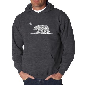 LA Pop Art Men's Word Art Hooded Sweatshirt - California Bear - 1 of 4