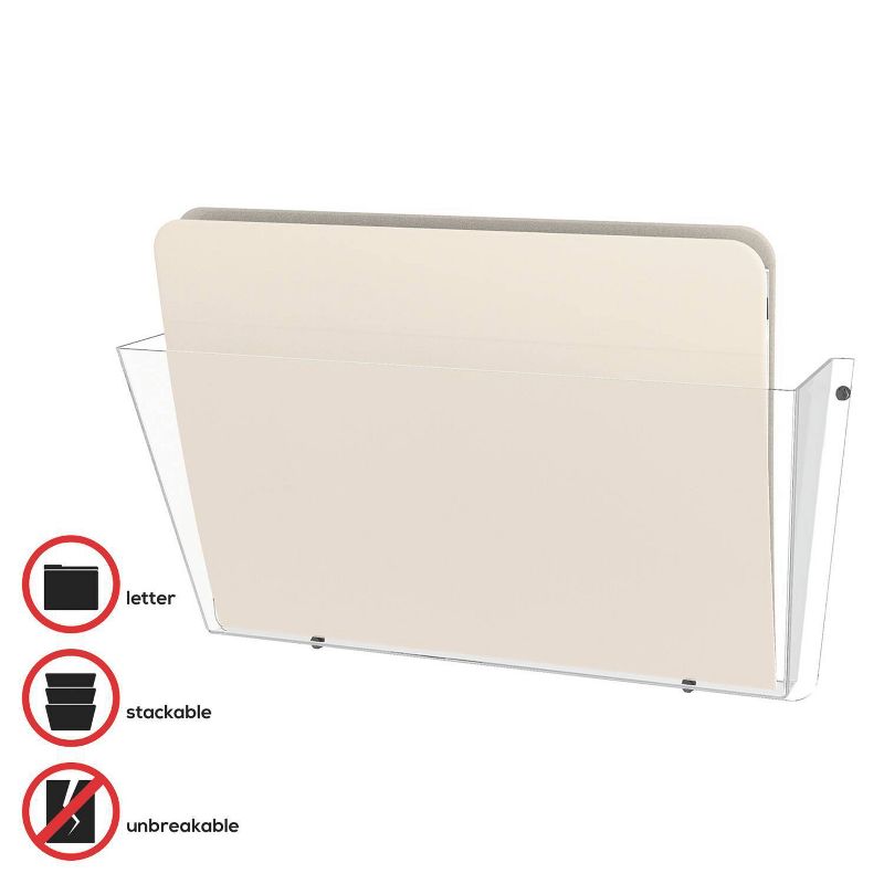 deflect-o Unbreakable Docupocket Single Pocket Wall File, Letter, Clear, 2 of 11