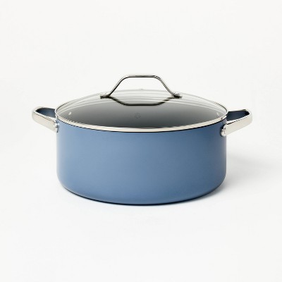 8qt Nonstick Ceramic Coated Aluminum Wide Stock Pot Cream - Figmint™