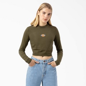 Dickies Women's Maple Valley Logo Long Sleeve Cropped T-Shirt - 1 of 2