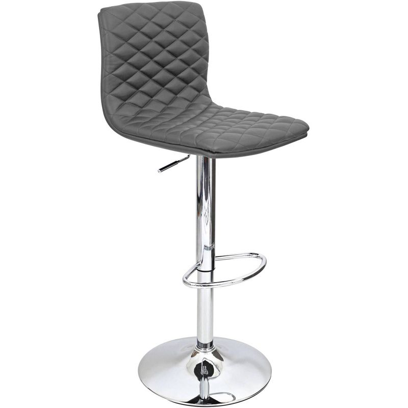 LumiSource Caviar Chrome Swivel Bar Stool 30" High Modern Adjustable Gray Faux Leather Cushion with Backrest Footrest for Kitchen Counter Height House, 1 of 7