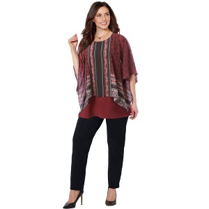 Catherines Women's Plus Size Dolman Sleeve Blouse And Tank Duet - 1 of 4