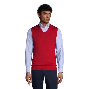 Lands' End School Uniform Men's Cotton Modal Sweater Vest - 1 of 3