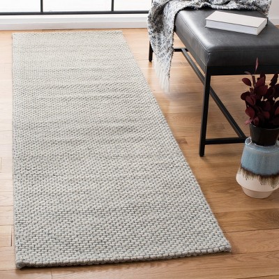 Handmade Gray Wool and Cotton Flat Woven Runner Rug