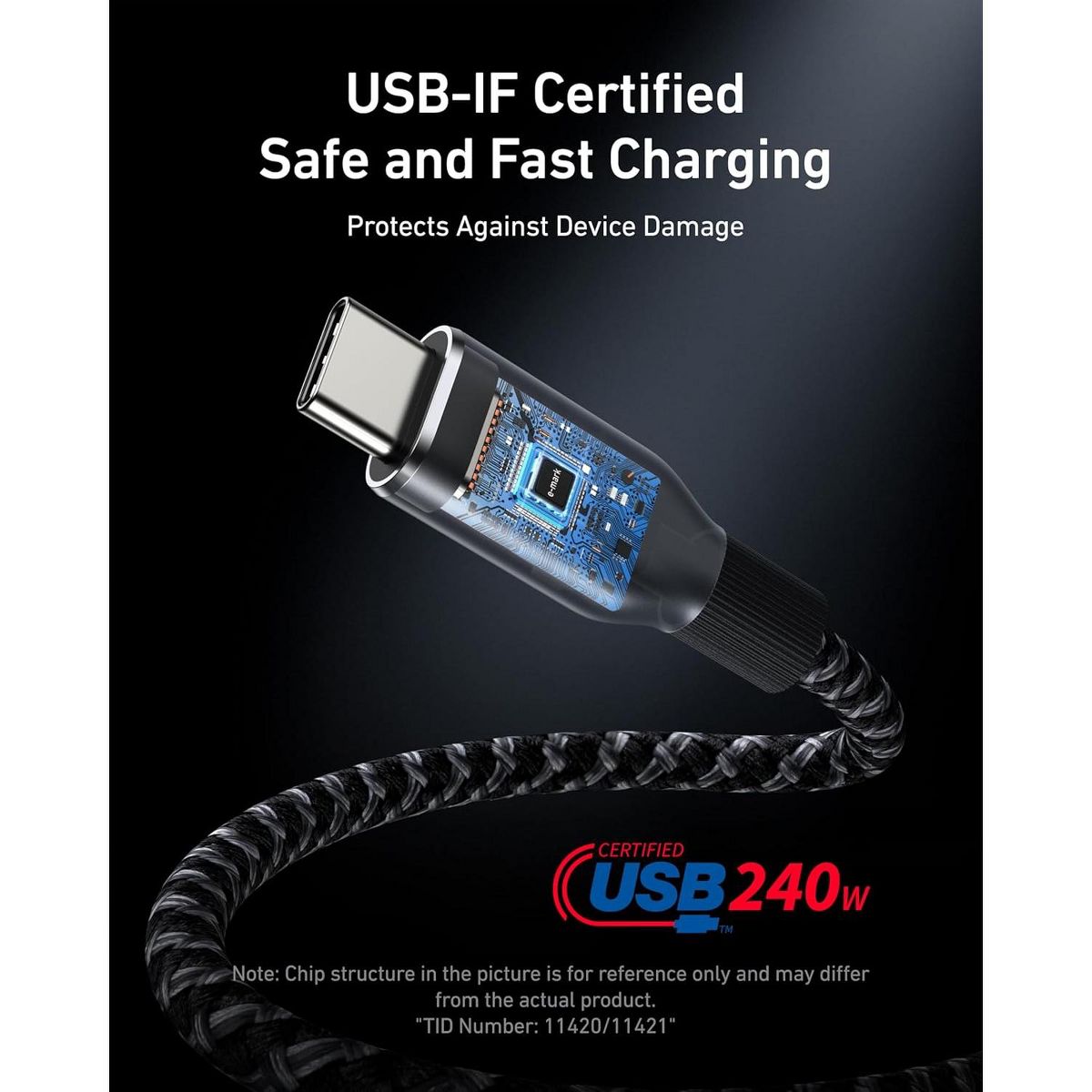 Anker Prime USB C to USB C Cable, 240W Fast Charging Cord - thumbnail 6