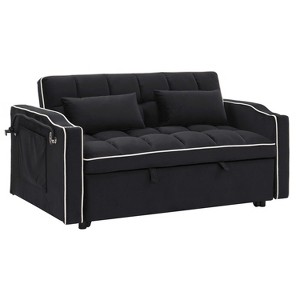 TIRAMISUBEST 3-in-1 Convertible Velvet Sofa Bed with Adjustable Backrest & Storage Bag,55.5-inch Futon for Living Room and Bedroom - 1 of 4