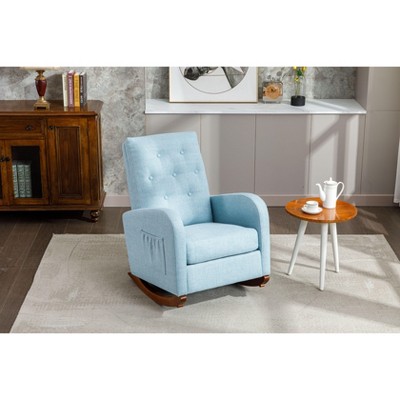 CAVINAS Rocking Chair with High Back Modern Armchair Lounge Chair with Fabric Padded Seat for Bedroom, Living Room