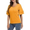 BLUEMING Womens Flutter Elbow Sleeve Shirts V Neck Tee Blouse Pagoda Sleeve T-Shirts Summer Tee Blouse Flowy Tops - 3 of 4
