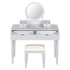 Bella Depot 39.4''W Vanity Desk with Round Mirror and Stool Set,Height-Adjustable, Stylish Dressing Table Set, 4 Drawers - 3 of 4