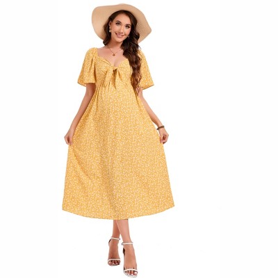 Maternity Dresses Knotted Side Slit Knee Length Dress