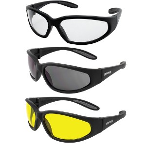 3 Pairs of Global Vision Eyewear Hercules Safety Motorcycle Glasses with Smoke, Yellow, Clear Lenses - 1 of 4