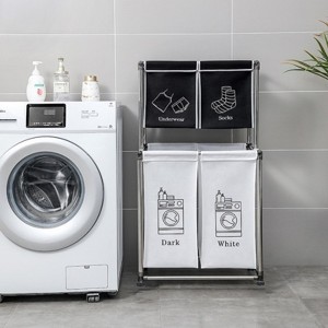 2 Tier Laundry Sorter With 4 Removable Bags, for Laundry Room Small Space,4 Bin Separated Laundry Basket For Distinguishes Different Type - 1 of 4