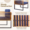 Tangkula 3PCS Acacia Wood Patio Bistro Set Outdoor Conversation Furniture Set w/ Navy Cushions - 4 of 4