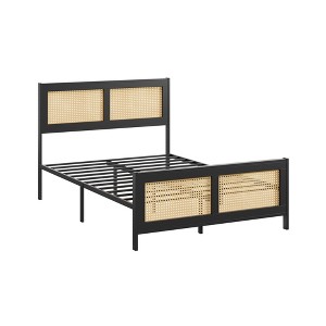 Rattan Bed Frame with Headboard, Strong Metal Slats Support, Noise-Free Design, No Box Spring Needed - 1 of 4