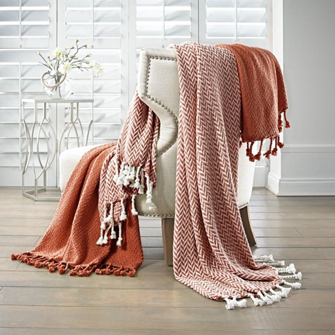 Modern Threads 2 Pack 100 Cotton Throw 50 x 60 Monacco Brick