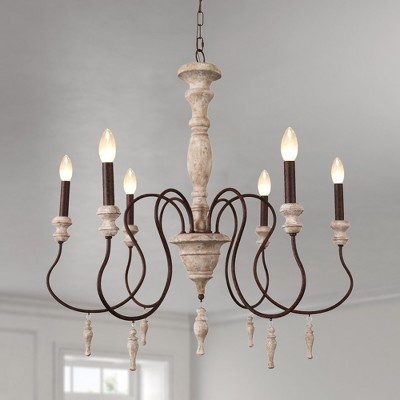 Bella Depot 6-Light Wood Ceiling Light Adjustable Pendant Light Farmhouse Chandelier