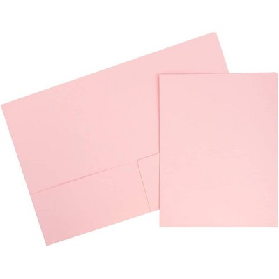 JAM Paper Premium Matte Cardstock Two-Pocket Presentation Folders Baby Pink 28876675D