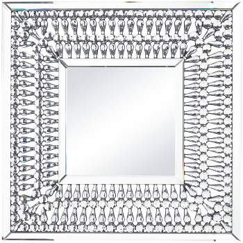 32"x32" Glass Wall Mirror with Crystal Embellishment Silver - Olivia & May