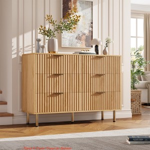 56 inch Wide Fluted Dresser w/ 6 Drawers, Wooden Chest with Metal Handles for Bedroom, Living Room - 1 of 4