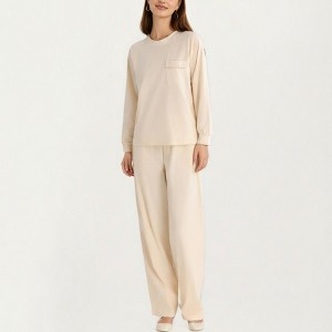 Anna-Kaci Lounge Women's 2-Piece Set Long Sleeve Crew Neck Top with Chest Pocket and Relaxed Fit Pants - 1 of 4