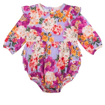 RuffleButts Baby Toddler Girls Long Sleeve Flutter Bubble Romper