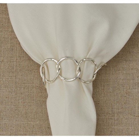 Set Of 12 Silver Napkin Rings Metal Spiral Round Smooth Napkin