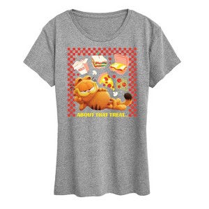 Women's - Garfield - About That Treat Checkered Food Box Short Sleeve Graphic T-Shirt - 1 of 4