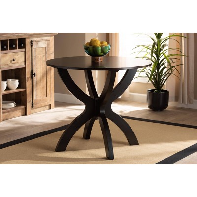 Contemporary 36" Round Dark Brown Wood Dining Table for Four