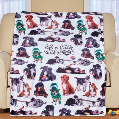 Life Is Better With A Dog Colorful Polyester Throw Blanket