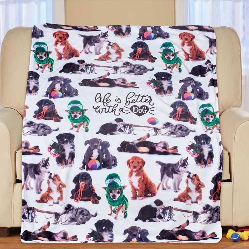 Collections Etc Life Is Better With A Dog 5-Foot Long Colorful Funny Throw THROW, 2 of 3