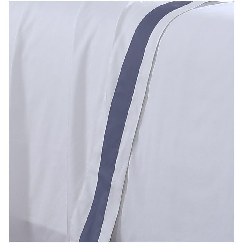 Italian Home Collection 300 Thread Count 100% Cotton Sheet Set With Band Hem, California King, Blue, 3 of 4