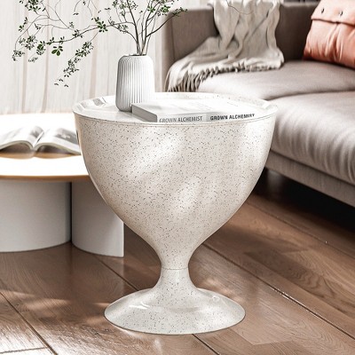 ATJafurn Metal Round End Table Side Table with Storage No Assembly Required