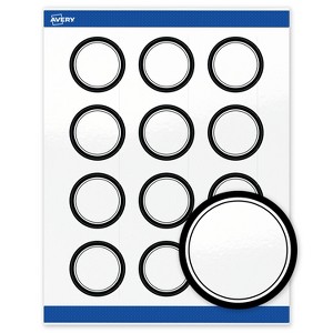 Avery® Labels, 2" Diameter, Double Black Border, Glossy White, 120ct - 1 of 4