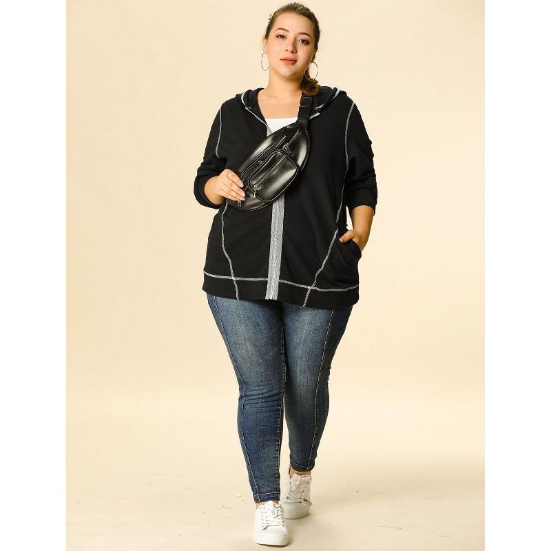 Agnes Orinda Women's Plus Size Hoodie Zip Front Long Sleeve with Pockets Track Jackets, 4 of 8