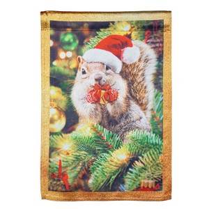 Evergreen Garden Flag Santa Squirrel Lustre Double Sided Indoor Outdoor Decor 18" x 12.5" - 1 of 2