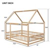 Full Size Floor Wooden Bed with House Roof Frame Constructed for Durability - 4 of 4