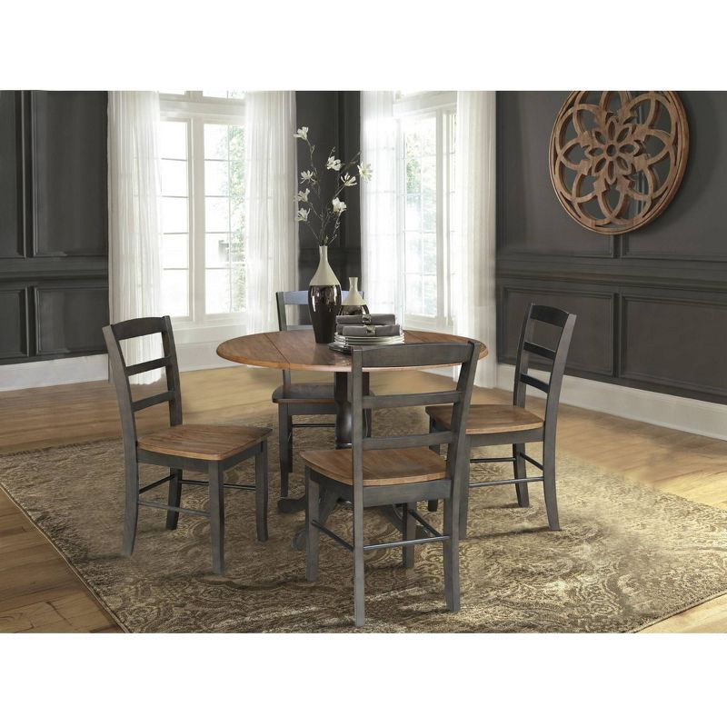 42" Albion Drop Leaf Dining Table with 4 Madrid Ladderback Chairs - International Concepts, 3 of 6
