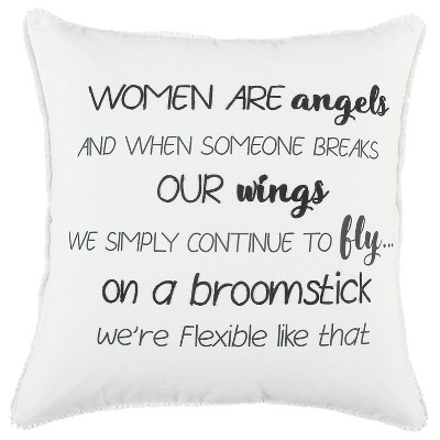 20"x20" Oversize Angels Poly Filled Square Throw Pillow - Rizzy Home: Embroidered, Zippered, Canvas
