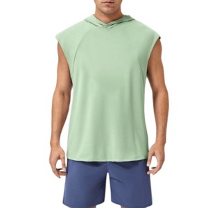 Anna-Kaci Active Men's Sleeveless Workout Hoodie with Lightweight Athletic Fit and Crossover Hood Detail - 1 of 4