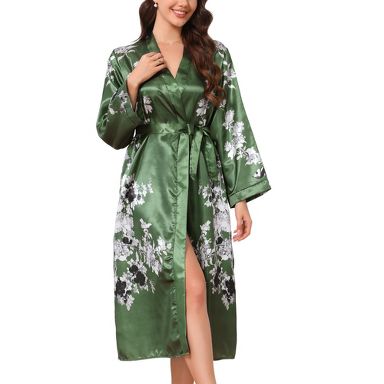 floor length satin dressing gown Ladivine 7488 - Satin Draped Off Shoulder Gown 10 / Sienna