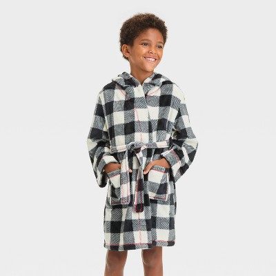 Boys' Buffalo Check Long Sleeve Robe - Cat & Jack™ Black/White