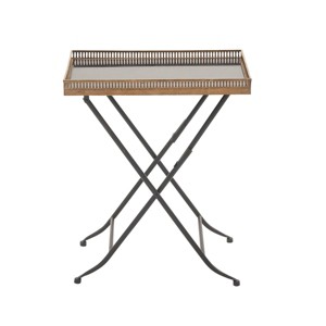 Traditional Folding Tray Table Gold - Olivia & May: Elegant Iron Frame, Marble Top, Indoor Use, Easy to Assemble - 1 of 3