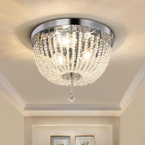 Ludomide 3 Light Boho Hallway Crystal Chandelier, Modern Small Flush Mount Ceiling Light Fixture for Closet Girls Room, E26 Bulb (Not Included) - 1 of 4