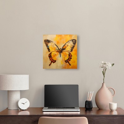 Golden Ochre Butterfly II Elegant 16" x 16" Canvas Wall Art