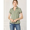 INSPIRE CHIC Women's Classic Short Sleeve Button Down Plaid Shirt - 3 of 4