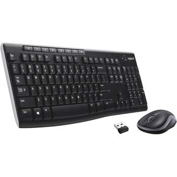 Logitech MK270 Wireless Keyboard and Mouse Combo, Full Size with Media Keys, 2.4 GHz, Compact Mouse, Spill-Resistant, For Windows, Black