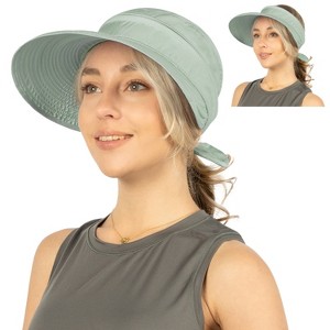 SUN CUBE Women Sun Hat for Outdoor UV Protection, Wide Brim Sun Hat Ponytail, Convertible Zip-Off Beach Hat Visor - 1 of 4