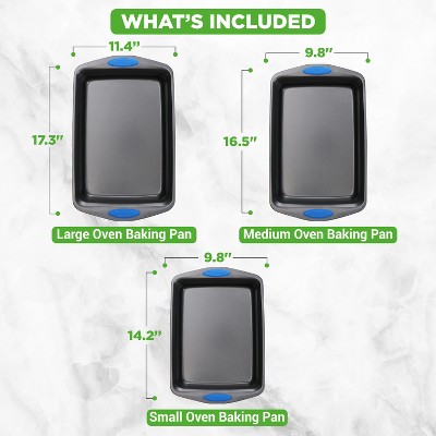 NutriChef 3-Piece Gray Nonstick Carbon Steel Bakeware Set