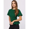 Allegra K Women's Round Neck Flutter Sleeve Belted Waist Office Peplum Blouse - 4 of 4
