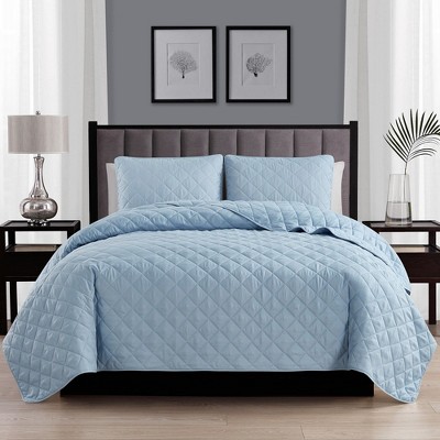 Navy King Reversible Microfiber Diamond Quilt Set